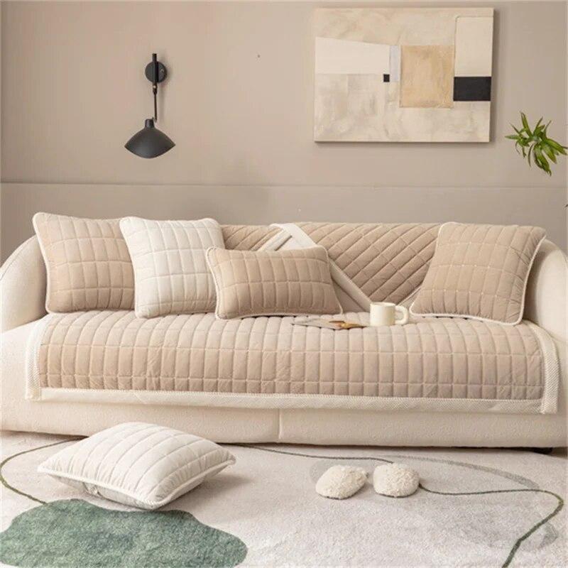 Super Soft Sofa Cover for Living Room Short Velvet Non-slip Sofa Towel Cushion L Shaped Corner Couch Mat Seat Pads Home Decor