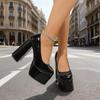 2025 Plus Size Patent Leather Mary Janes: Waterproof Platform, Thick Heel, Stylish Round Toe, Ultra High.