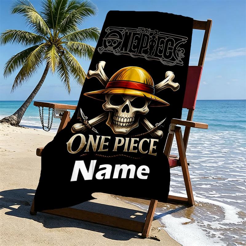 Custom Name Personalized One Piece Print Beach Towel, for Trip Camping Beach Party Home Decor, Birthday Gift for Family & Friends