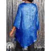 Plus Size Loose Round Neck Three Quarter Sleeve Irregular Hem Top For Women