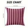 Pink & Burgundy Vertical Stripes Square Jacquard Pillow Cover for Sofa Office Waist Cushion Cover Home Decorative Pillowcase
