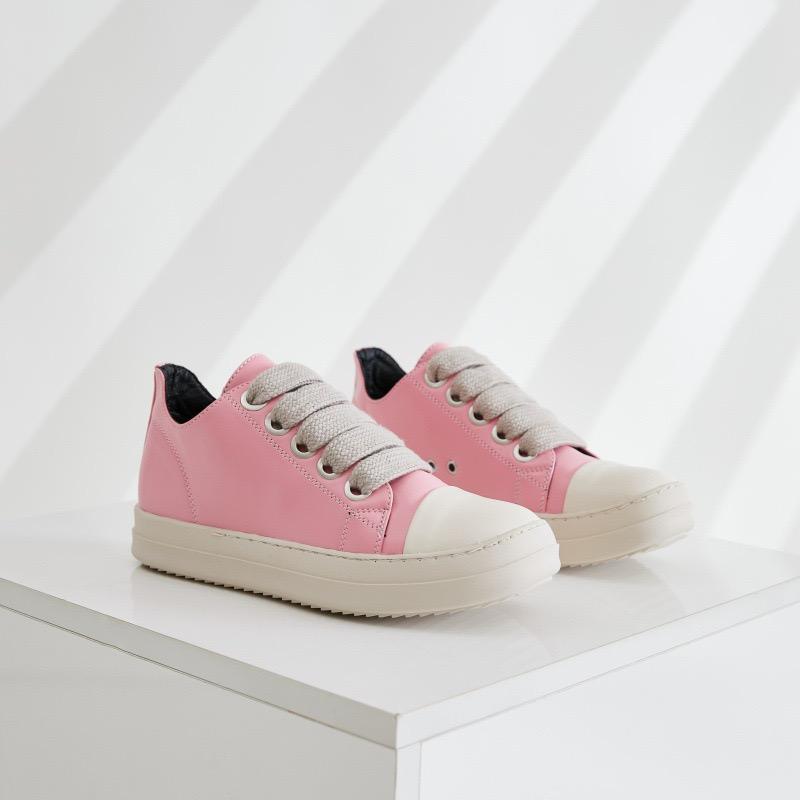 Vintage Shoes Thick Shoelace Fashion High Top Platform Black Leather Casual Women's Chunky Sneaker