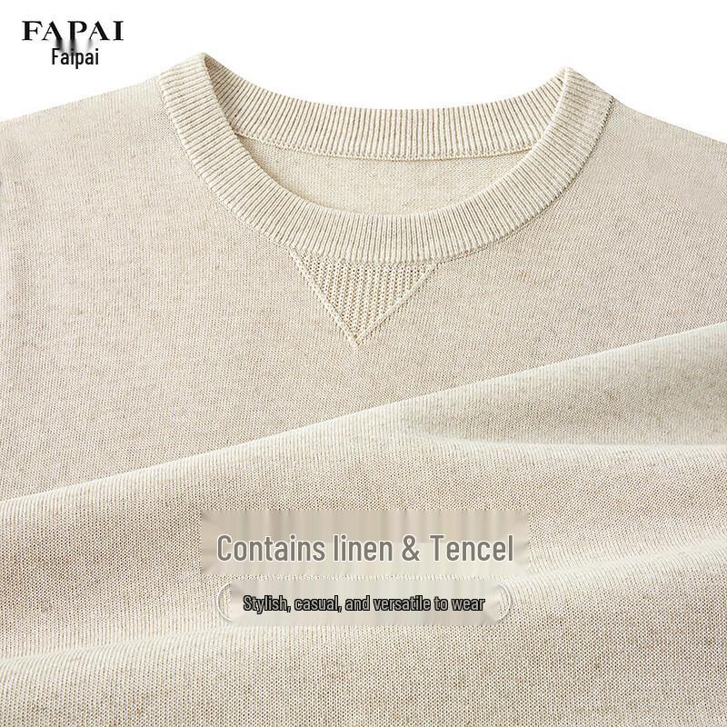

FAPAI Men s Linen Tencel Blend Round Neck T-Shirt 3XL 56
