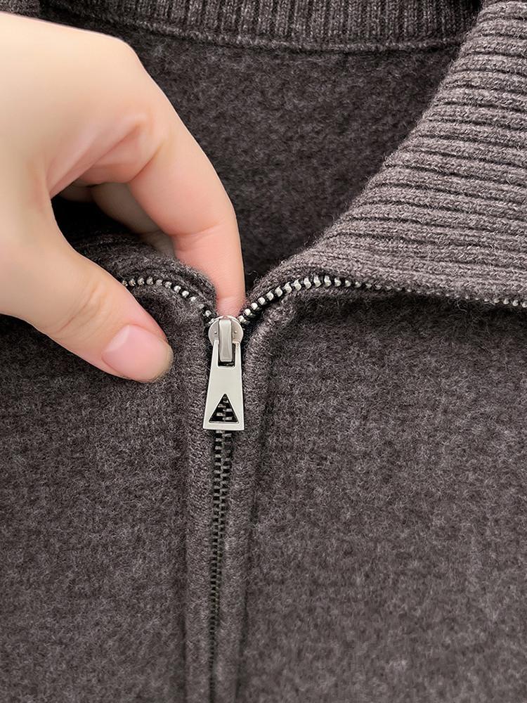 Hengyuanxiang Men's High-End Wool Lapel Zipper Sweater - 2025 Autumn/Winter Thick Knitwear