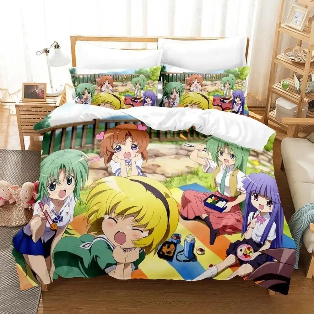 3D Anime Higurashi When They Cry Printed Bed Set Duvet Cover Pillowcase Bedding Set Linen Sheet Quilt Cover Full Queen King Size