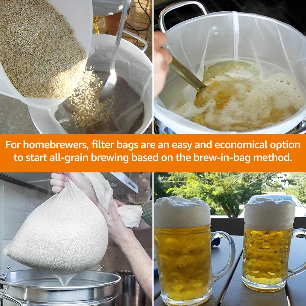 6pcs Brew Bag Beer Homebrew Filter Bag Fine Mesh Strainer Bag for Nut Milk Juice Filter Cloth Home Brewing Beer Cider Grape Wine
