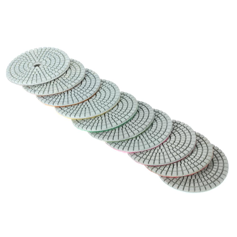 10pcs 3 inch Diamond Flexible Wet Polishing Pads Grinding Disc + 1pc Backing Pad for Granite Marble Stone Ceramic Tile Concrete