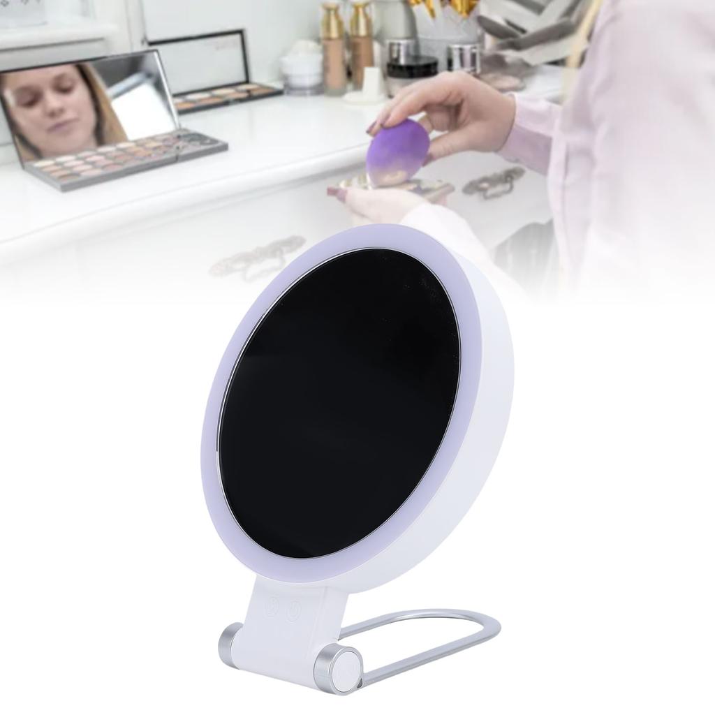 LED Magnifying Travel Mirror Double Side Handheld Mirror with 1X 10X Magnification with 3 Color Lights Modes