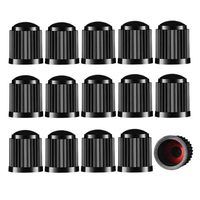 LeTradeJP 15 Pcs Tire Cover and Valve Cover with Sealing Ring Suitable for Car, Motorcycle, Bicycle, Etc (Plastic) (Black)