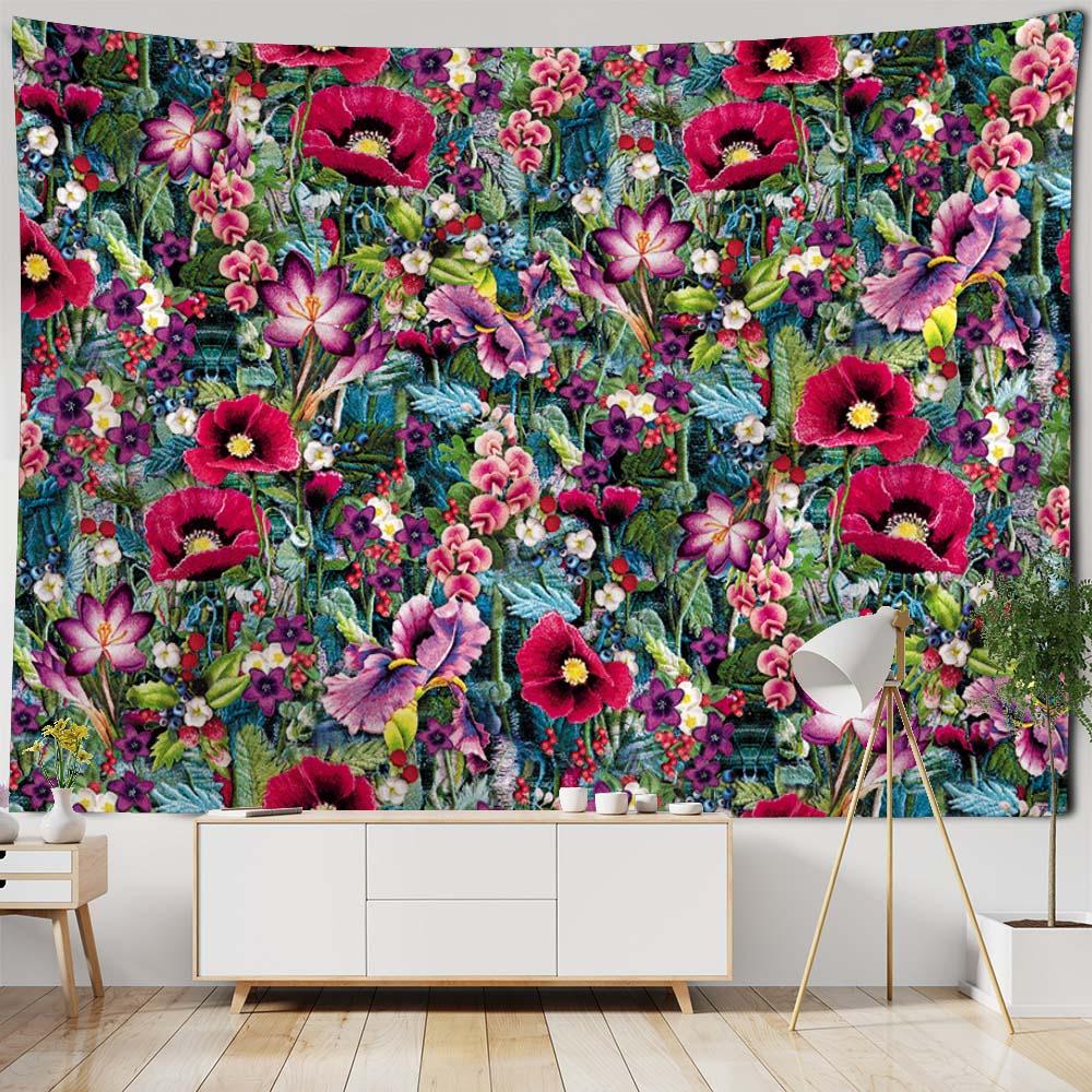 Plant And Flower Tapestry Wall Hanging Bohemian Retro Hippie Dormitory Bedroom Home Wall Decoration Outdoor Beach Mat Bed Sheets