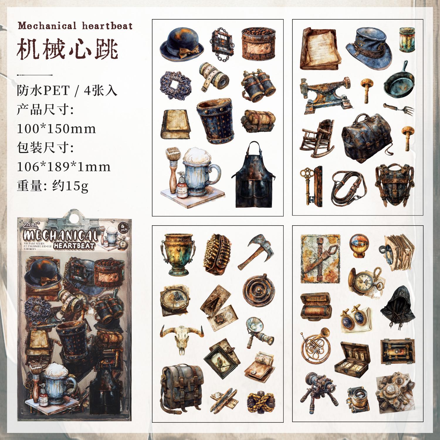 

Office School Supplies Vintage Old Items Series Retro Style Handbook Children Cartoon Decorative Stationery Stickers Kawai Gift