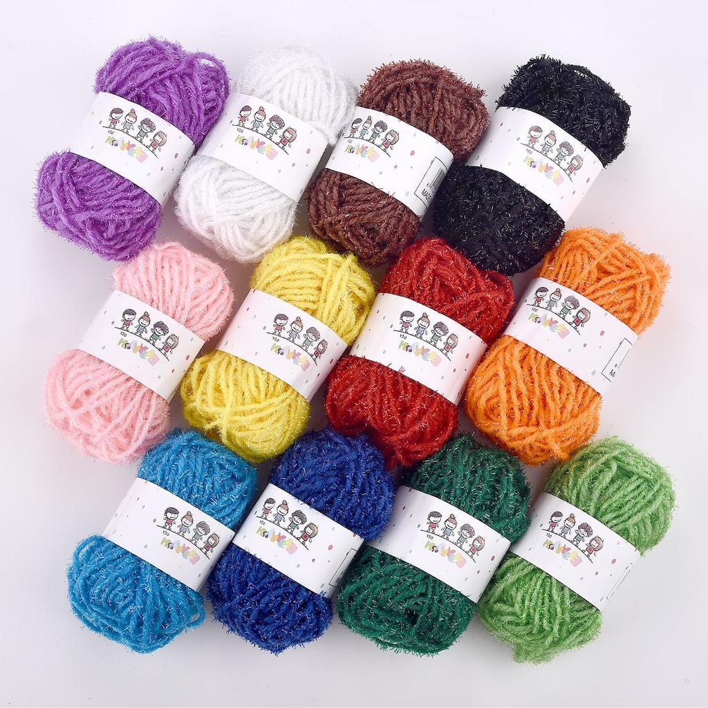 12Color Set Kids DIY Knitting Crochet Yarns Colorful Material For Needlework Sewing Hand Crafting Wool Ball Hat Dolls Soft Sewin