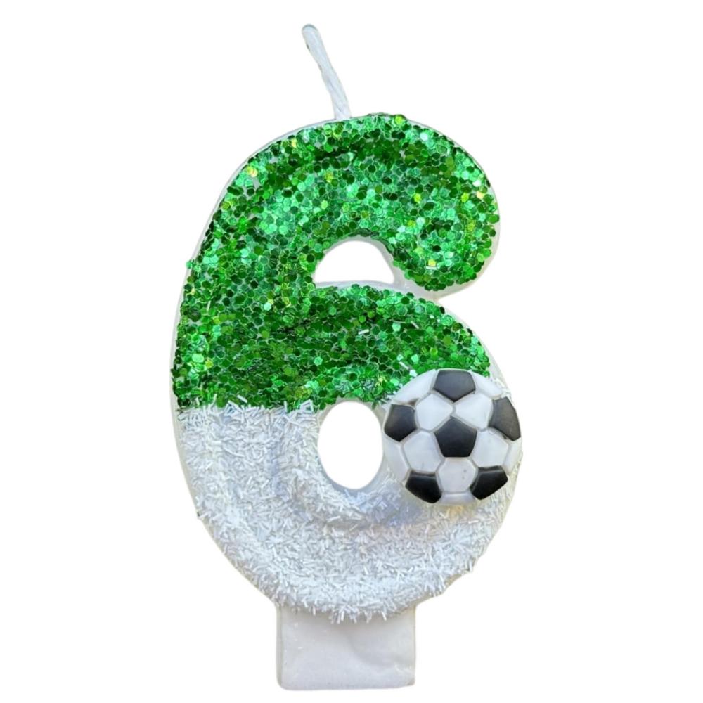 Football Children's Birthday Candles 0-9 Number Green Sparkles Birthday Soccer Ball Candle For Boy Party Soccer Fans Party Decor