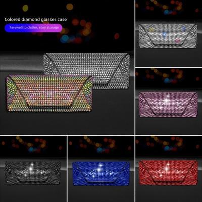 Portable Shiny Diamond Car Glasses Case Crystal Bling Rhinestone Sunglasses Box Sunglasses Storage Box Men