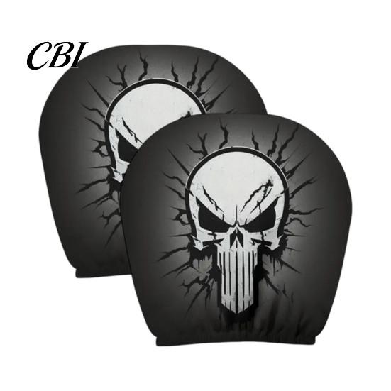 Vehicle Interior Accessories 2Pcs Skull Car Headrest Covers, Cartoon Dog Panda Cat Hedgehog Personalized Decor Design Elastic Auto Seat Protector,