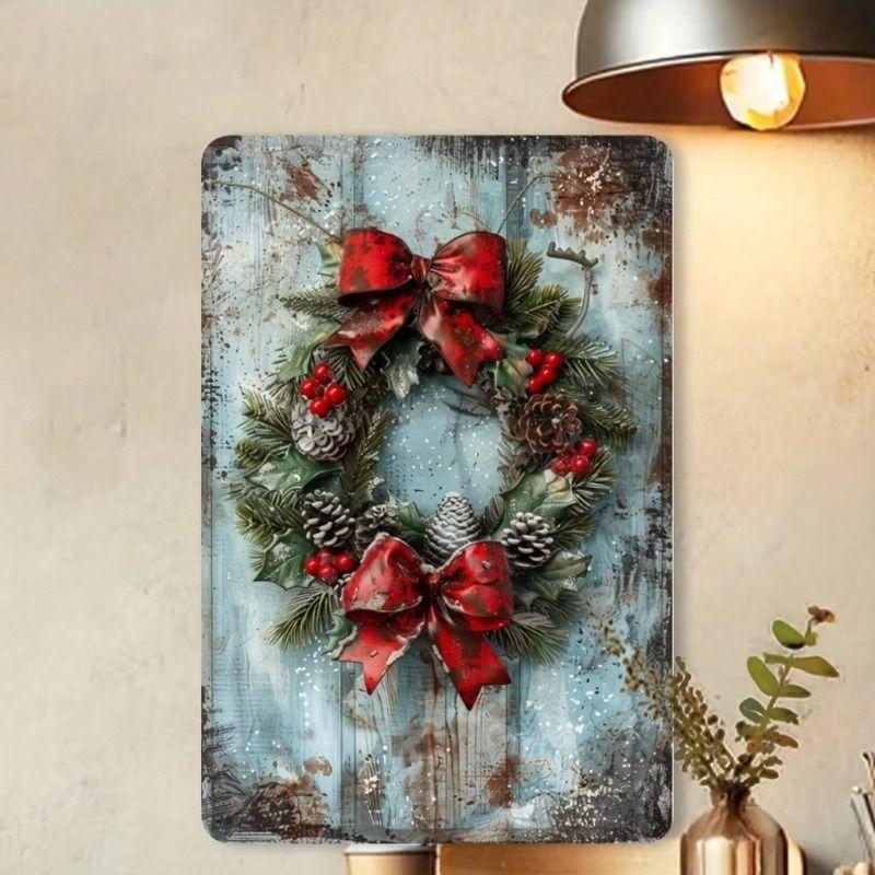 Vintage Metal Poster Christmas Wall Decor
