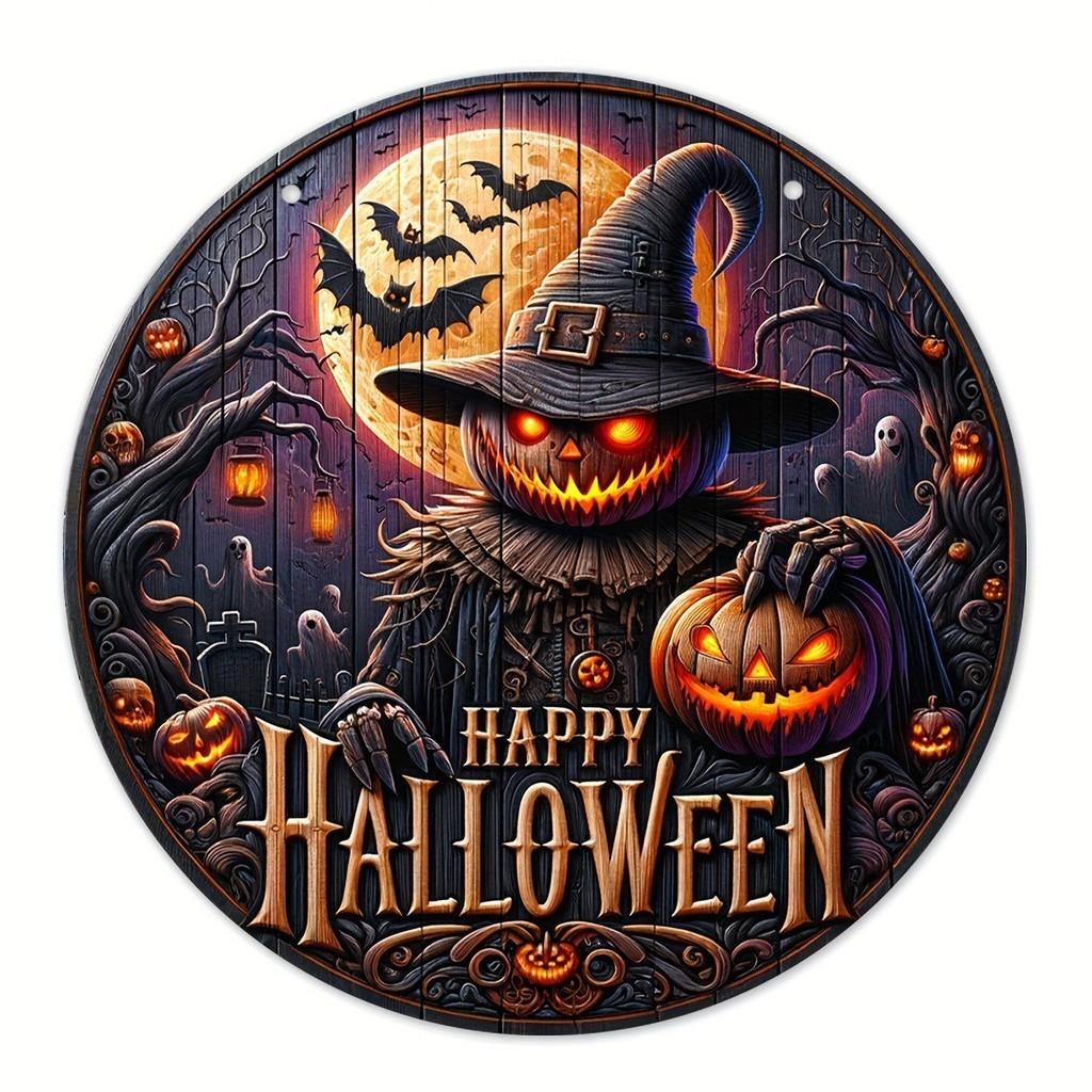 Pumpkin Halloween Wooden Trick Or Treat Decoration Haunted House Door Hangings