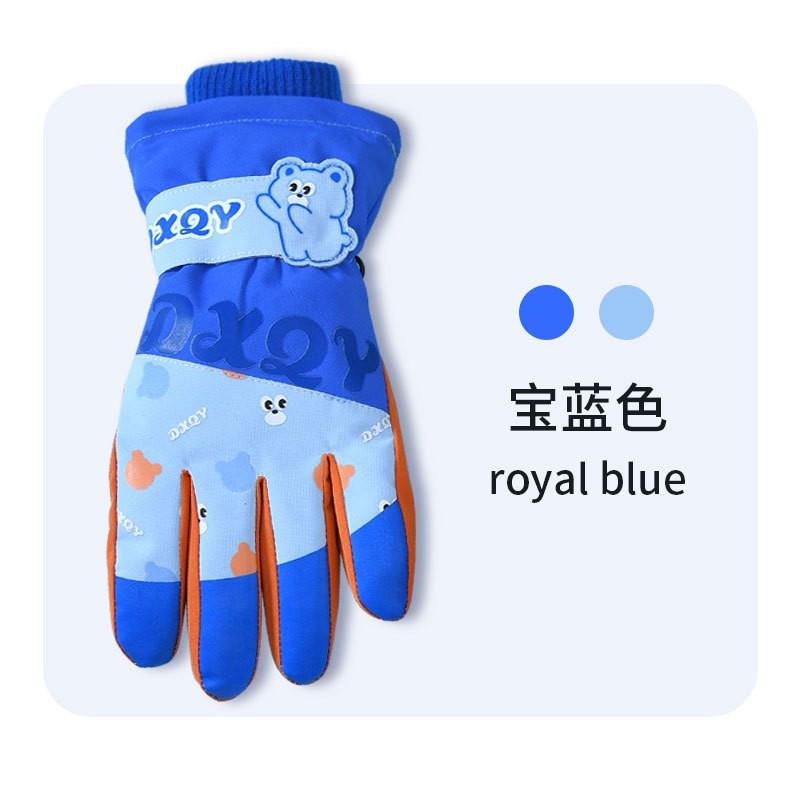 Kids Ski Gloves With Cartoon Space Print Warm Fleece Lined Touchscreen Windproof Winter Mittens Boys Girls
