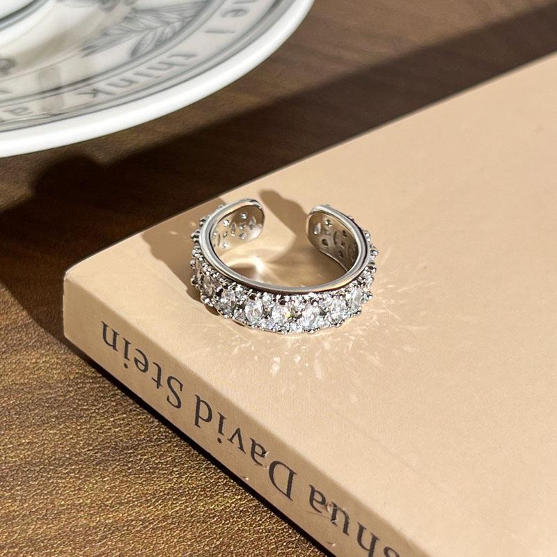 2026 High-value Geometric Micro-inlaid Bow Wing Opening Ring Women s Trend Mix and Match Temperament Niche Index Finger Ring Resizable