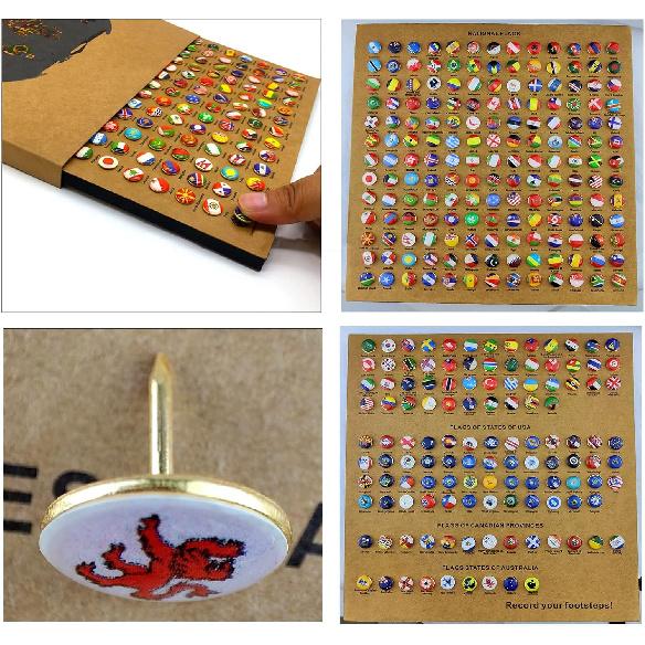 Map P, 291Pcs Flags P of The World Map Pin Board, Decorative Push P for Cork Board, Travel Map