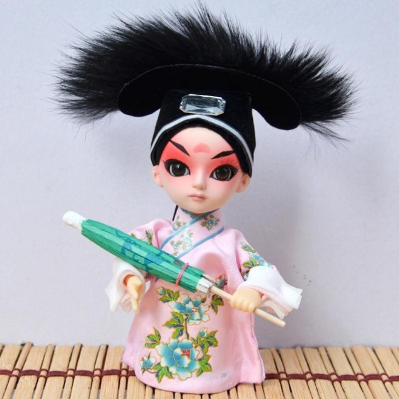 Chinese Peking Opera Mask Doll Opera Character Decoration Silk Doll Chinese Handmade Decorative Gifts Shop Decoration Doll