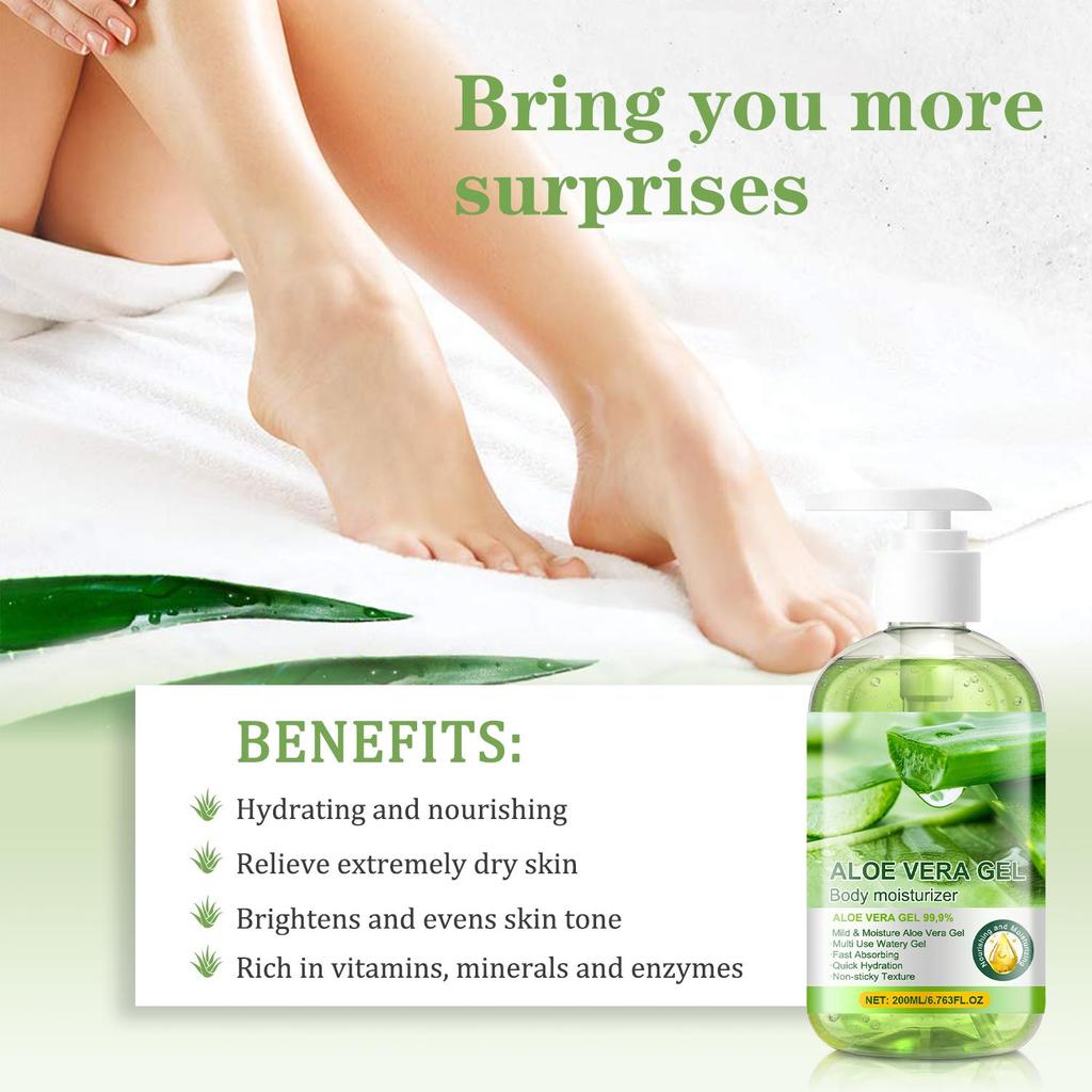 Aloe Vera Gel-Brightens Evens Skin Tone-Rich In Vitamins, Minerals And Enzymes-Suitable For All Skin Types, 200g