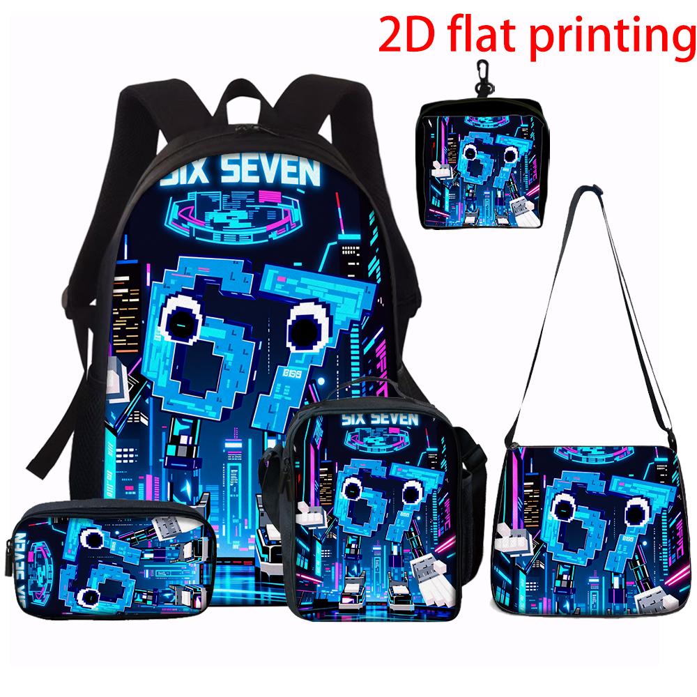 Set de 3 Sacs Quotidien Motif Loup Léger Spacieux Sac à Dos Scolaire Sac d'Excursion avec Sac de Transport Trousses à Crayons Cadeau Parfait pour Enfants