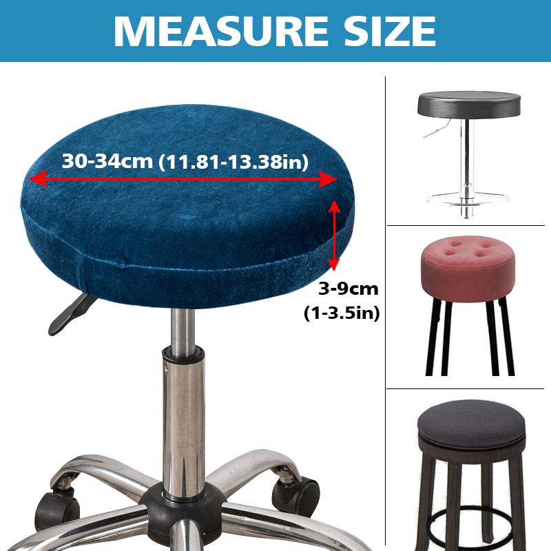 Velvet Round Stool Chair Cover Elastic Swivel Lifting Footstool Bar Chair Seat Cushion Cover Solid Color Dining Chair Protector