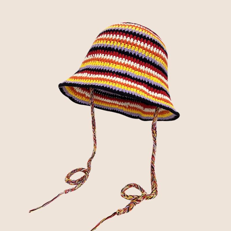 2023 Autumn New Crochet Korean Handmade Bucket Hat Women Weaving Knitted Hat Y2k Fashion Flowers Autumn Winter Beanies Basin Cap