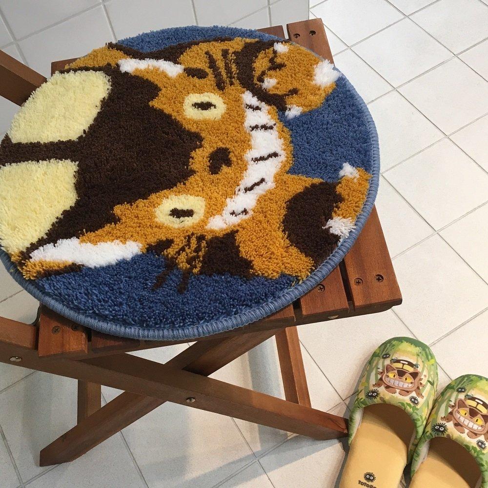 Senko My Neighbor Totoro Accent Night Forest Chair Cat 91235 Mat, Mat, Diameter Approx. 38cm, Blue, Character Bus, Ghibli,