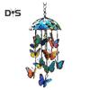 Butterfly Wind Chime Metal Stained Glass Wind Chime Hanging Decoration for Indoor Outdoor Garden Patio Porch Home Decor