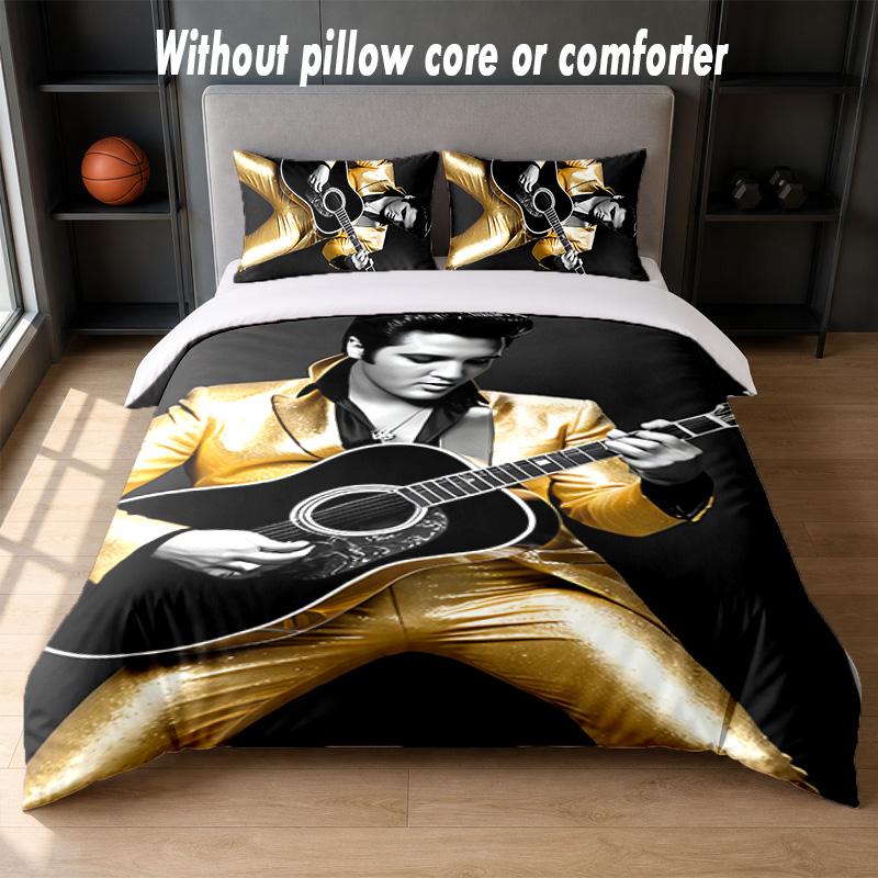 Elvis Presley Design Bed Bedding Set 1 Duvet Cover + 2 Pillowcases Soft Breathable Household Bed Linens