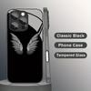 Capa de Celular de Vidro com Padrão de Asa Branca de Luxo Para iPhone 11 12 13 14 15 16 17 Pro Max 16E 17Air 7 8 15 Plus XR XS X Capa