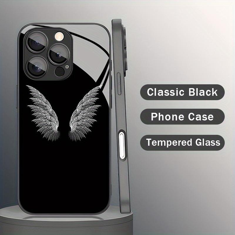 Capa de Celular de Vidro com Padrão de Asa Branca de Luxo Para iPhone 11 12 13 14 15 16 17 Pro Max 16E 17Air 7 8 15 Plus XR XS X Capa