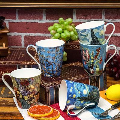 Fine Bone China 400ml Śniadanie Filiżanka do kawy Kubek na gorącą wodę Ślub Urodziny Prezent na Boże Narodzenie Van Gogh Naczynia do picia Naczynia do kawy Naczynia do herbaty