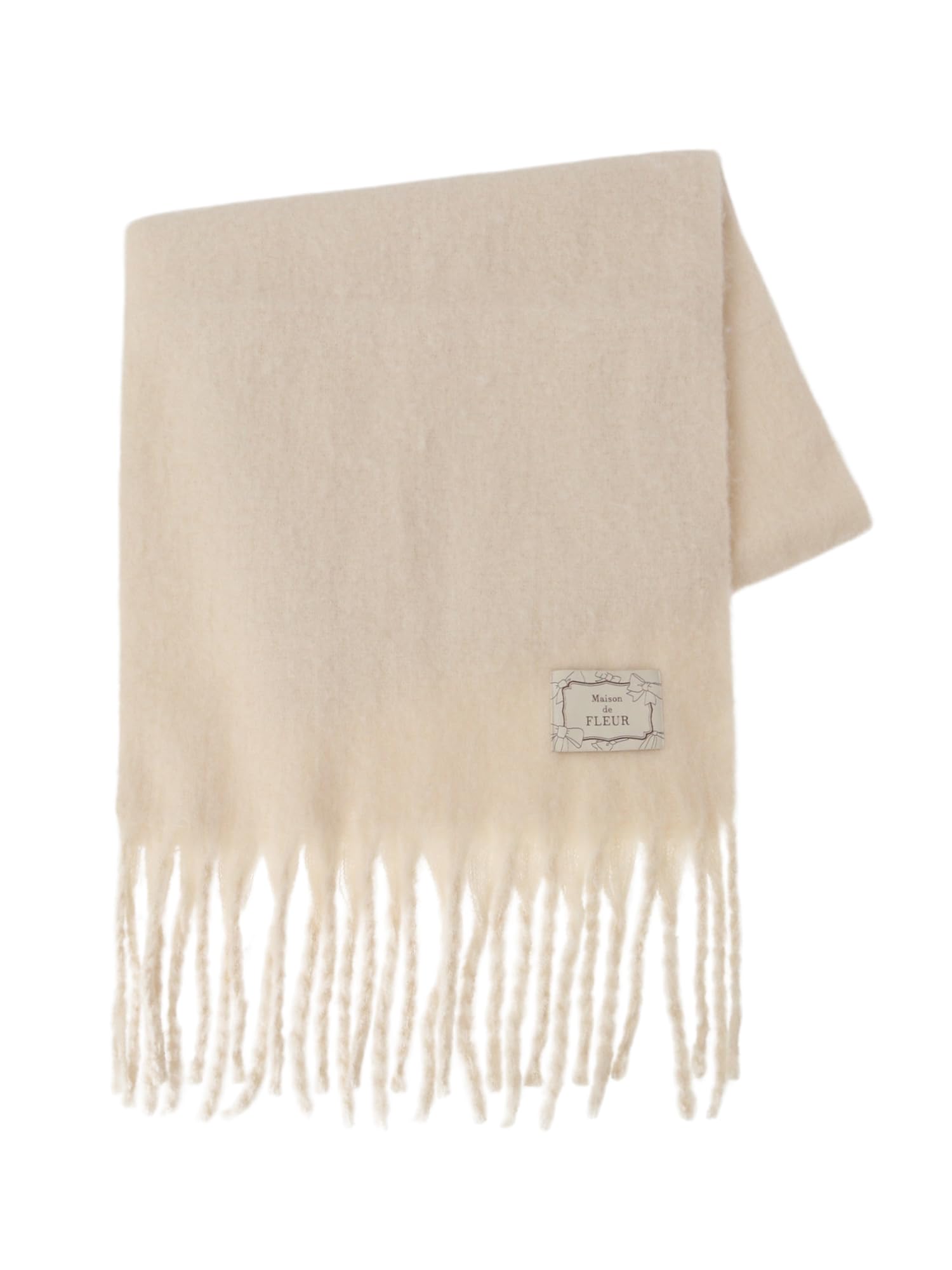 

[Maison de Fleur] Apparel Fringe Stole for Women, Ivory