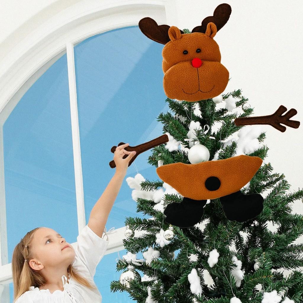Tree Christmas Unique Topper Decor Featuring Santa Snowman And Reindeer Figurines Plush