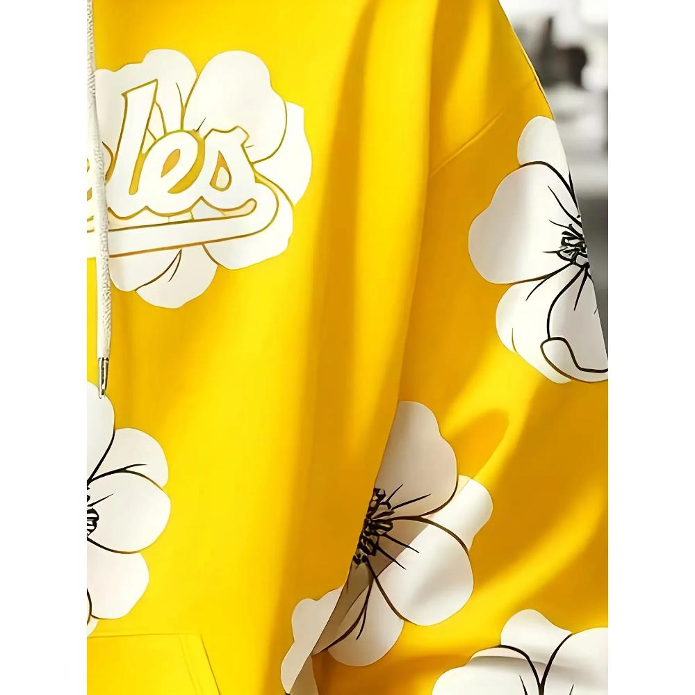 Men's Flower Print Versatile Comfortable Sweatshirt Casual Warmth Simple Hoodies Sweatshirts Men’s