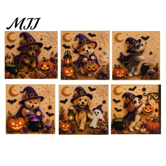 Therapeutic Art for Beginners Halloween Faux Pearl Painting Kit, Puppy Ghost 3D Craft Unique Handmade Gift Idea Adults Beginners, Home Wall Decor, DIY