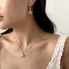 Handmade Imitation Pearl Starfish Pendant Necklace Bracelet Set for Women Girls Summer Trendy Beach Holiday Party Jewelry Set