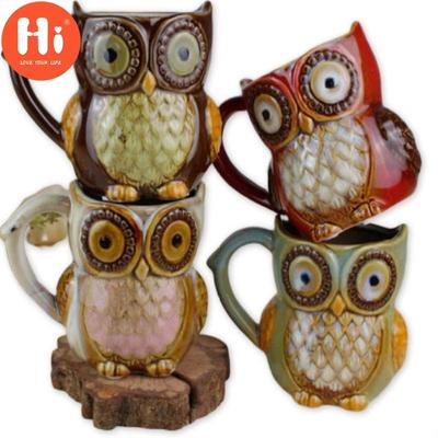 Hola búho de cerámica taza de agua taza de cerveza decoración del hogar