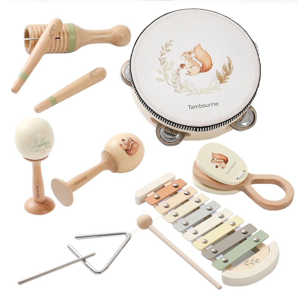 Montessori Muziekinstrumenten Voor Kinderen Houten Baby Speelgoed Kind Muziekinstrument Peuter Speelgoed Eekhoorn Instrument Sets Cadeau