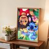 Pełne Round Diamond Painting Lilo & Stitch Sztuka Obraz z Dżetami Mozaika DIY 5D Haft Krzyżykowy Dekoracja Domu