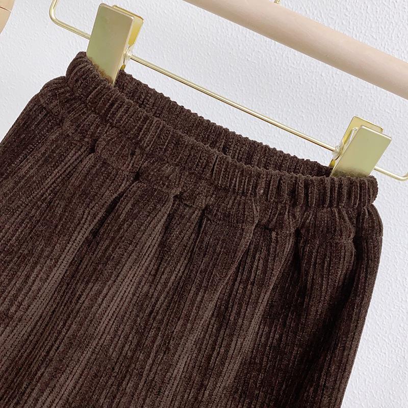 Very Fishy Girls' Winter Ribbed Wide-Leg Trousers (WE592): Thickened for Warmth
