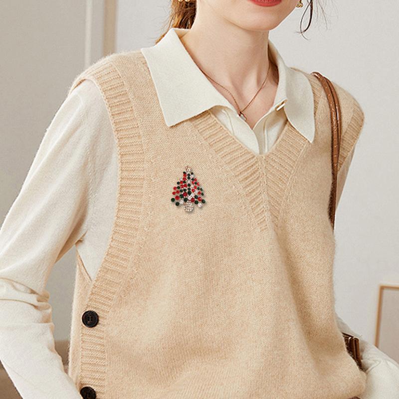 Weihnachtsbroschen Kranzdesign Schmuck Weihnachtsbaumdesign Kleidungspassend Exquisite Weihnachtsdekoration Glänzend 11 Stile