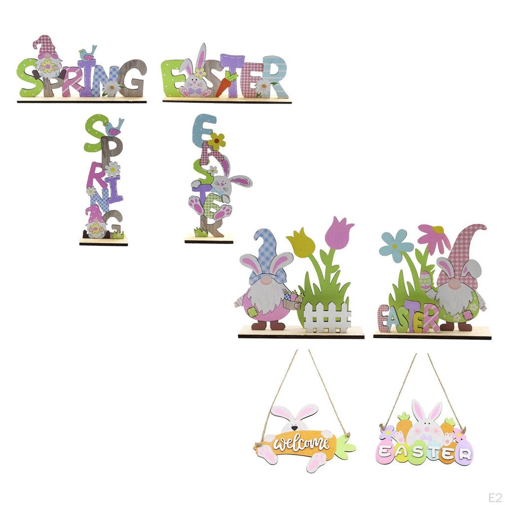Bunny Easter Decoration Spring Yee Ornaments Wooden Tabletop Ornament Hanging
