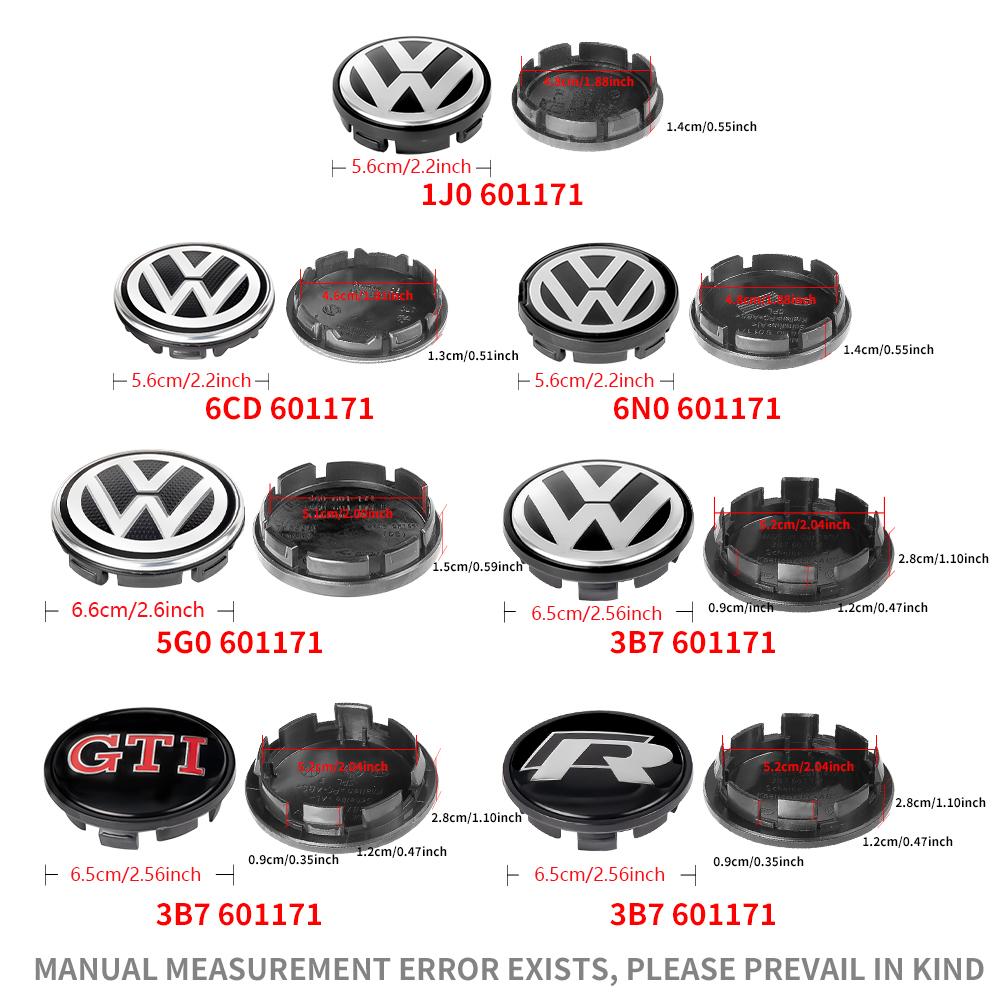 BFPQY1 4Pcs For Volkswagen VW R Golf Tiguan Jetta GTI Bora ID.3 Polo Passat Rline 56/65/66mm Car Wheel Center Cover Stickers Hub Cap