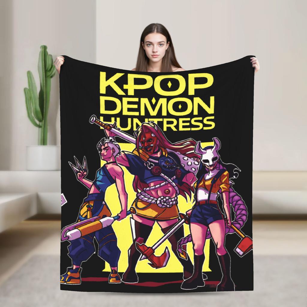 Saja Boys  Kpop Hunter Halloween Warm Soft Blankets  Camping Plush Throw Blanket Comfortable Home Decor Bedspread Sofa Bed Cover