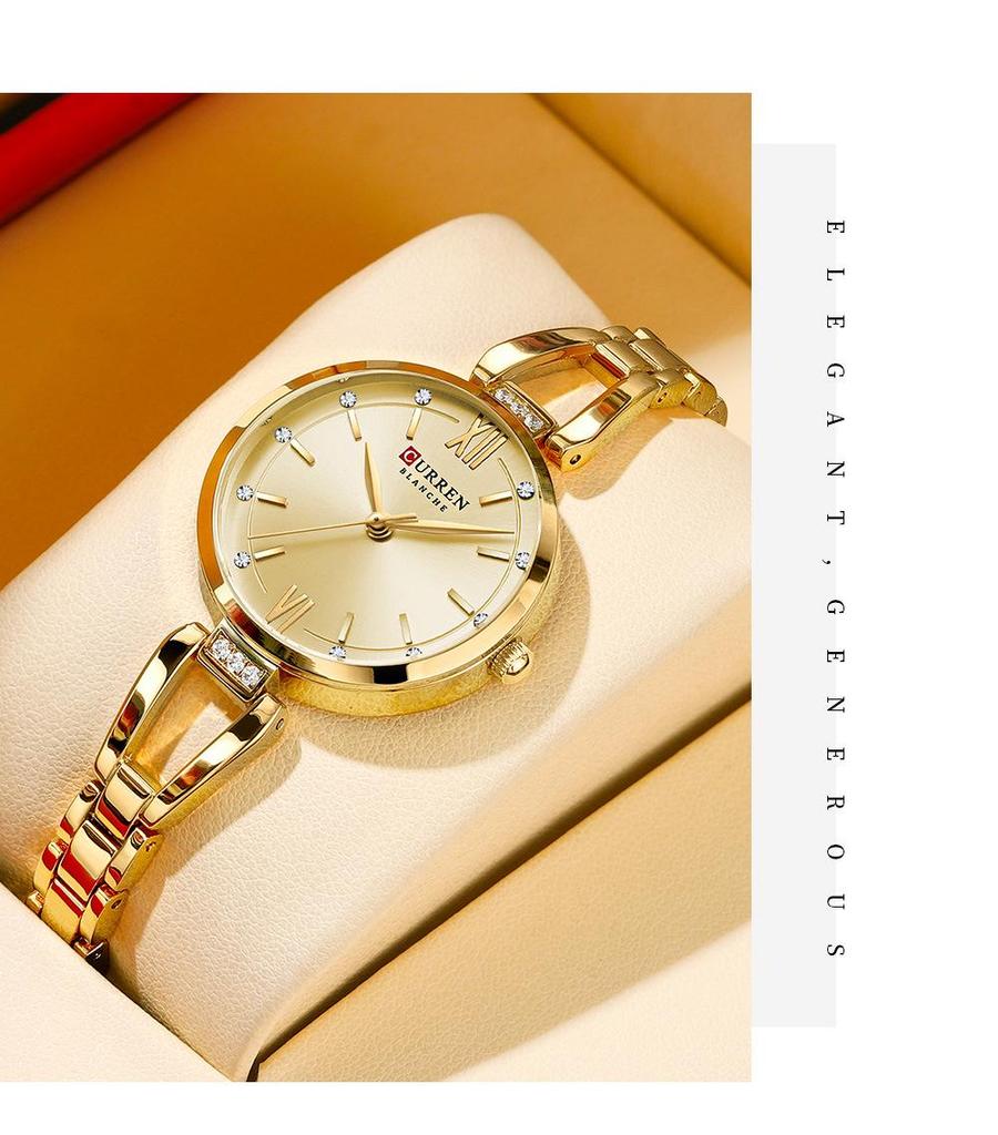 CURREN 9092 Women's Waterproof Quartz Watch with Steel Band and Simple Small Dial