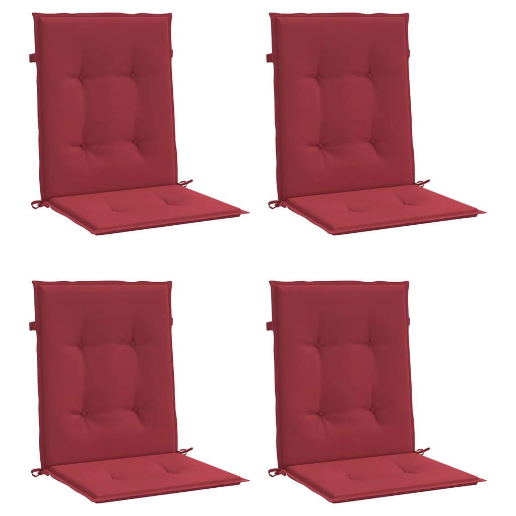 Garden Chair Cushions for Low Back Chairs 4 Pcs Burgundy 100 X 50 X 3 Cm